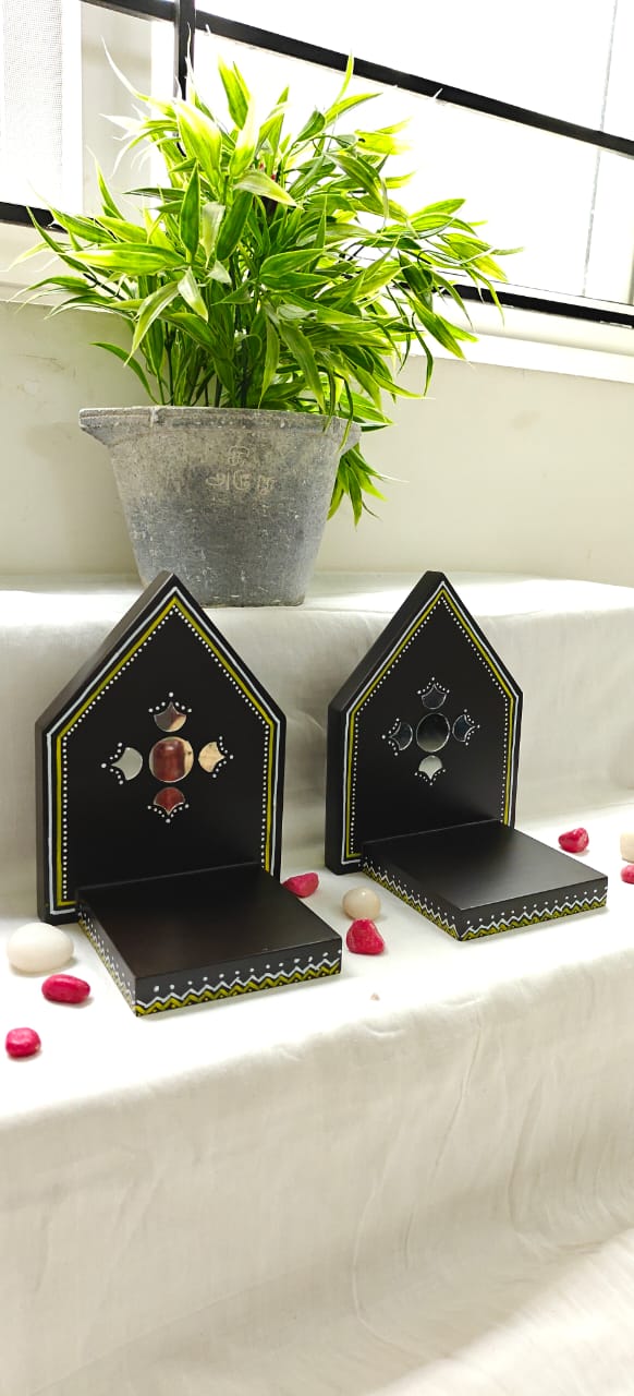 Kutty Maadam - Dark Brown - Sacred Diyas(Yellow) - Set Of 2