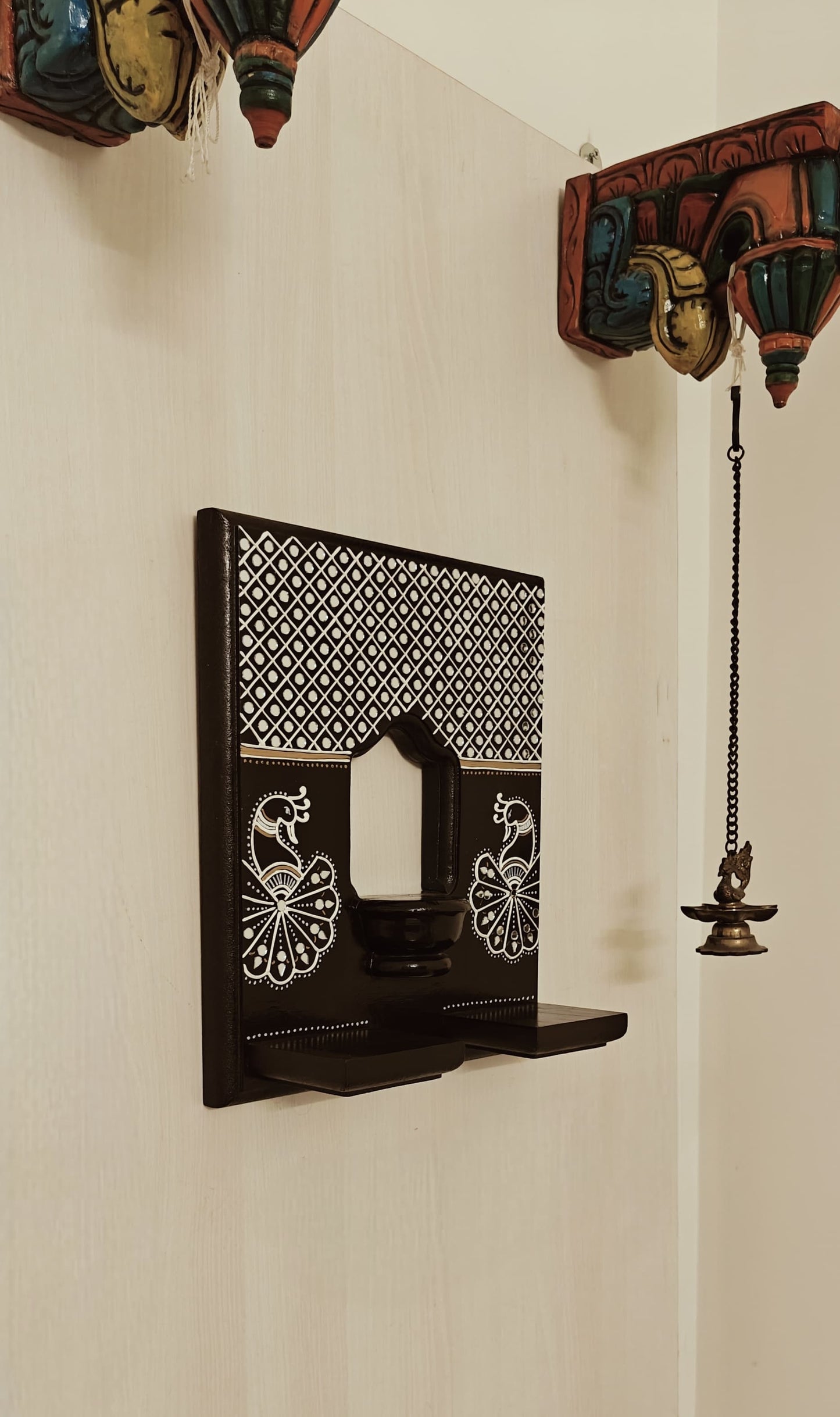 Lippan Art Style Maadam - Mystic Mayils – A Temple at Home - Dark Brown - Single Piece