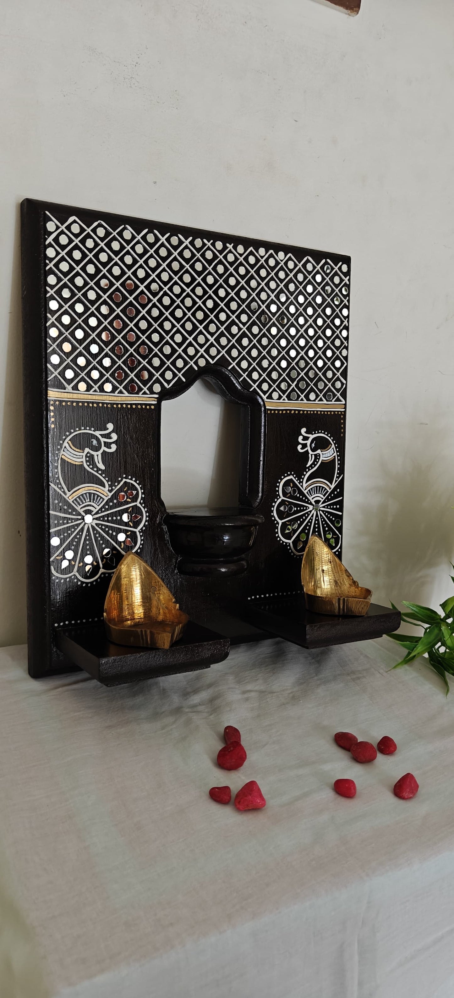 Lippan Art Style Maadam - Mystic Mayils – A Temple at Home - Dark Brown - Single Piece