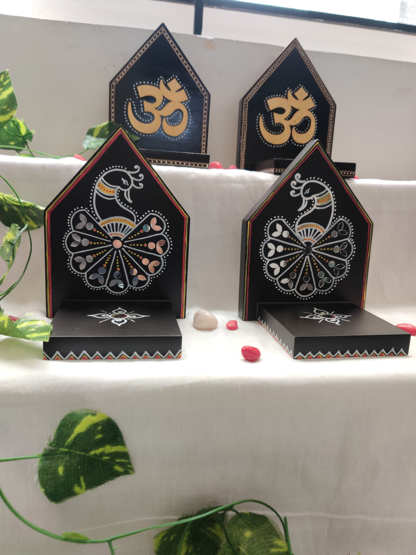 Kutty Maadams - Dark Brown - Om & Peacock - Combo 1 - Set Of 4