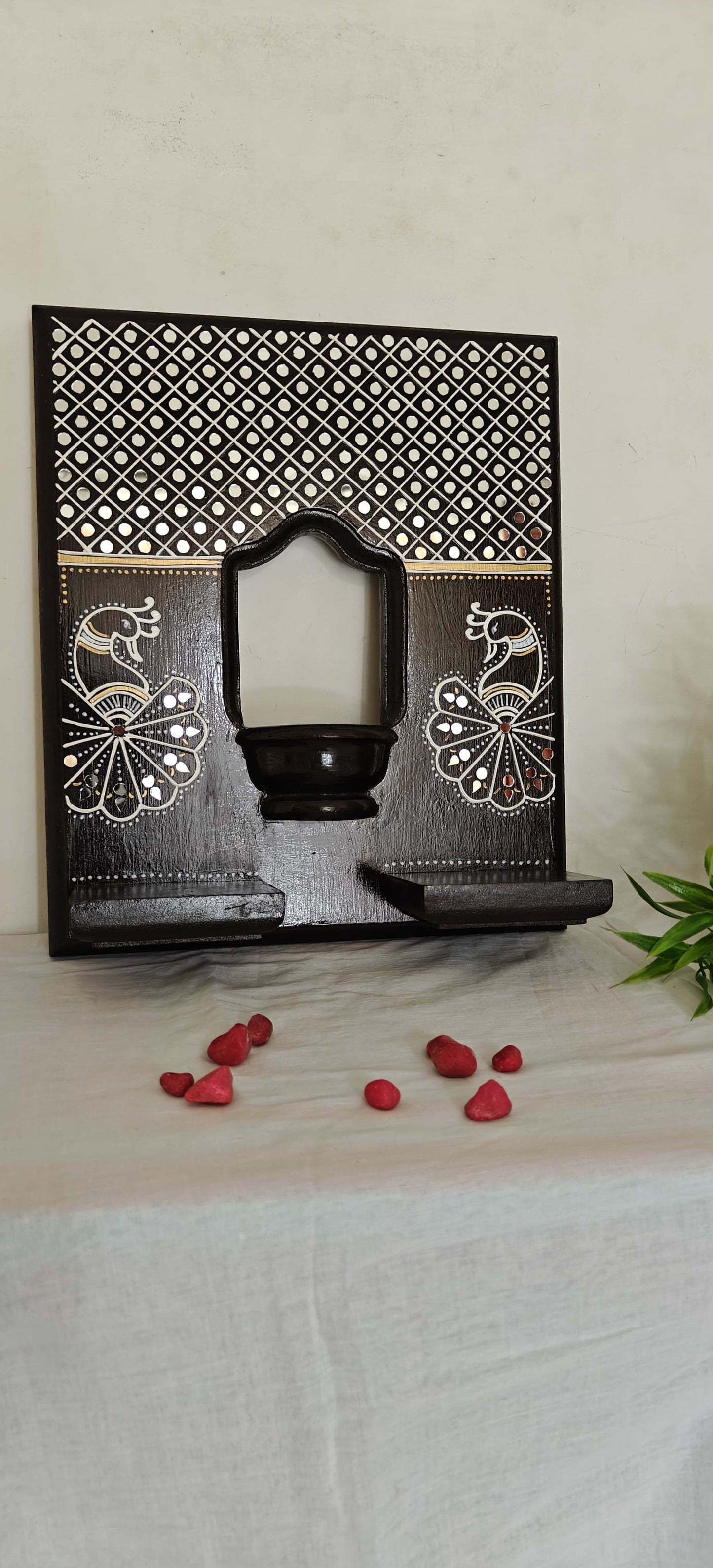 Lippan Art Style Maadam - Mystic Mayils – A Temple at Home - Dark Brown - Single Piece