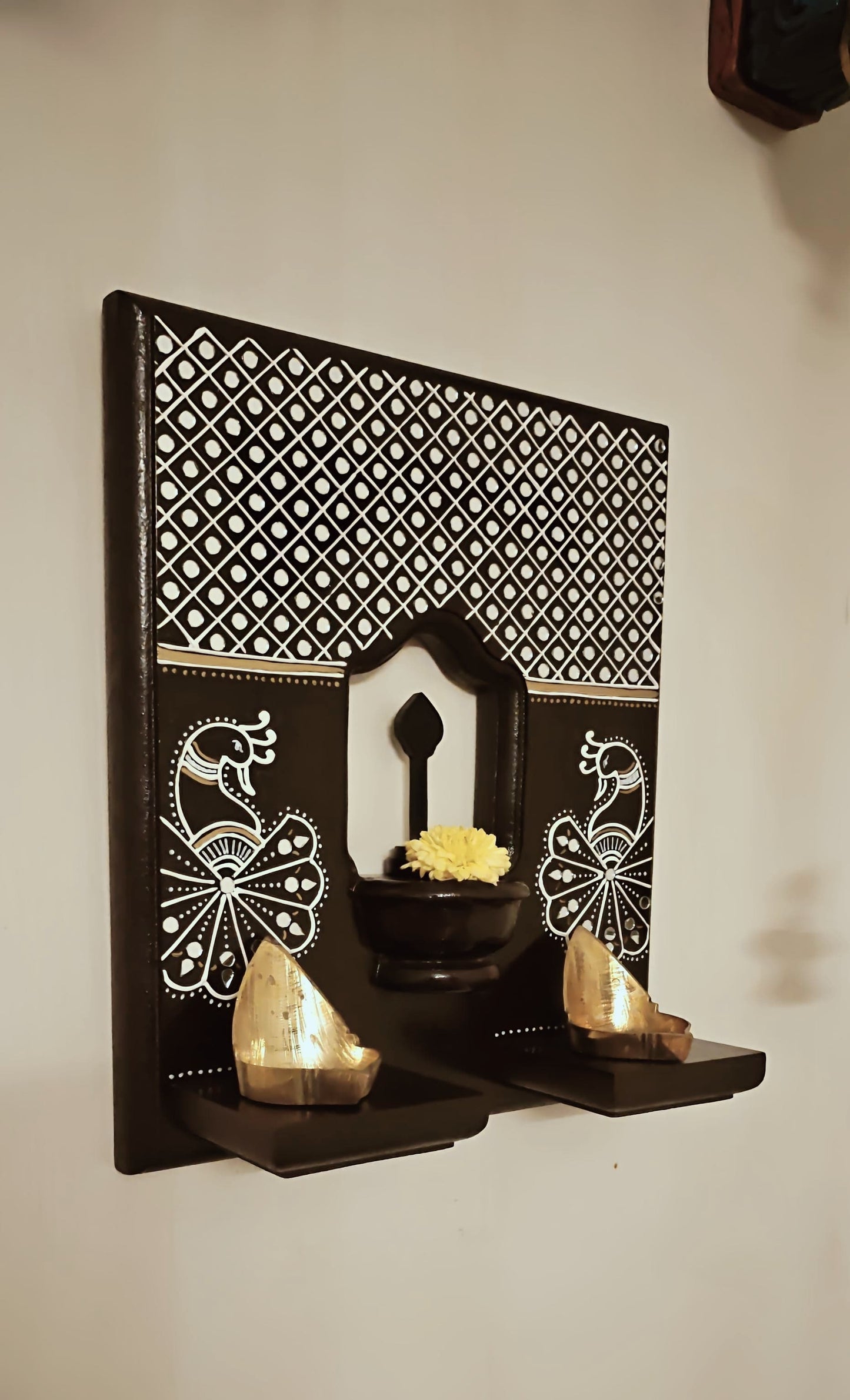 Lippan Art Style Maadam - Mystic Mayils – A Temple at Home - Dark Brown - Single Piece