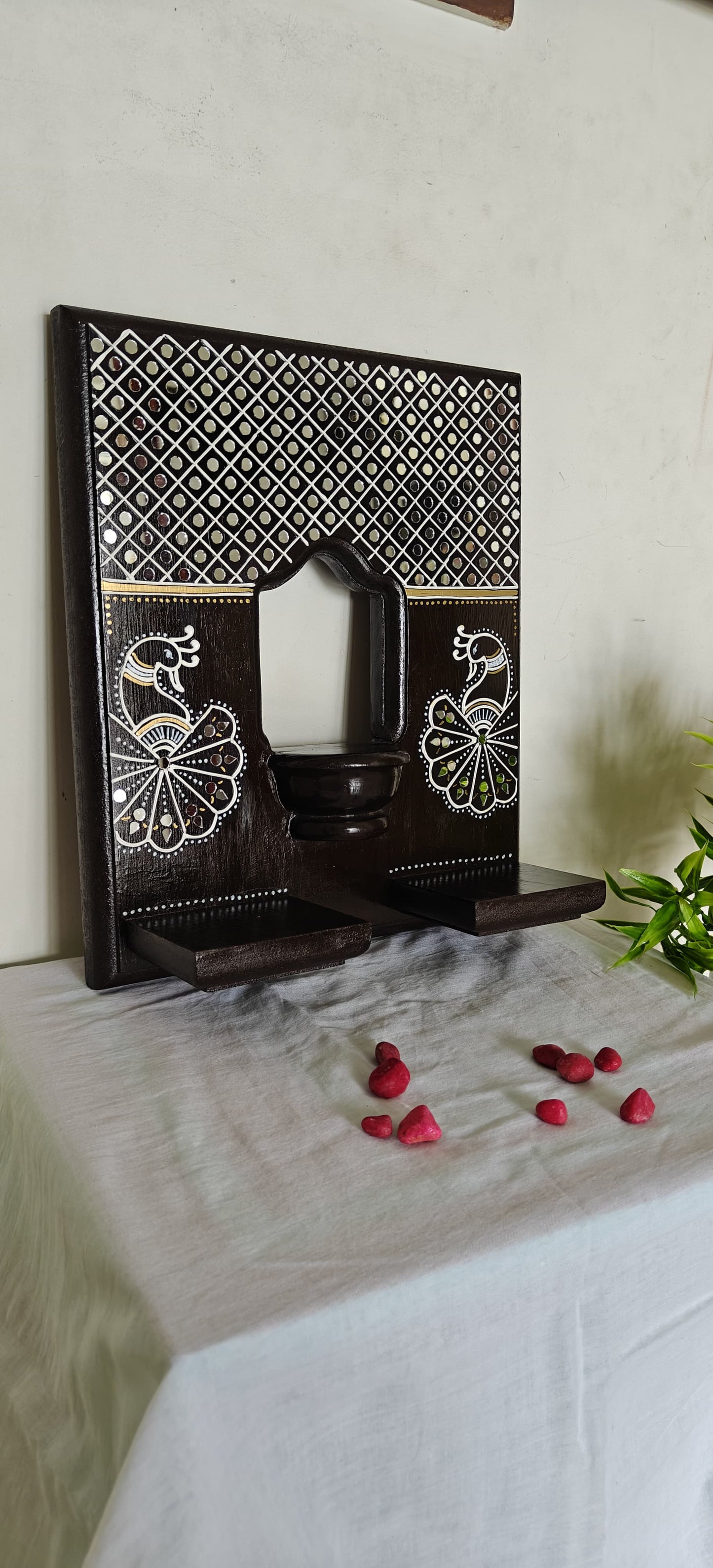 Lippan Art Style Maadam - Mystic Mayils – A Temple at Home - Dark Brown - Single Piece