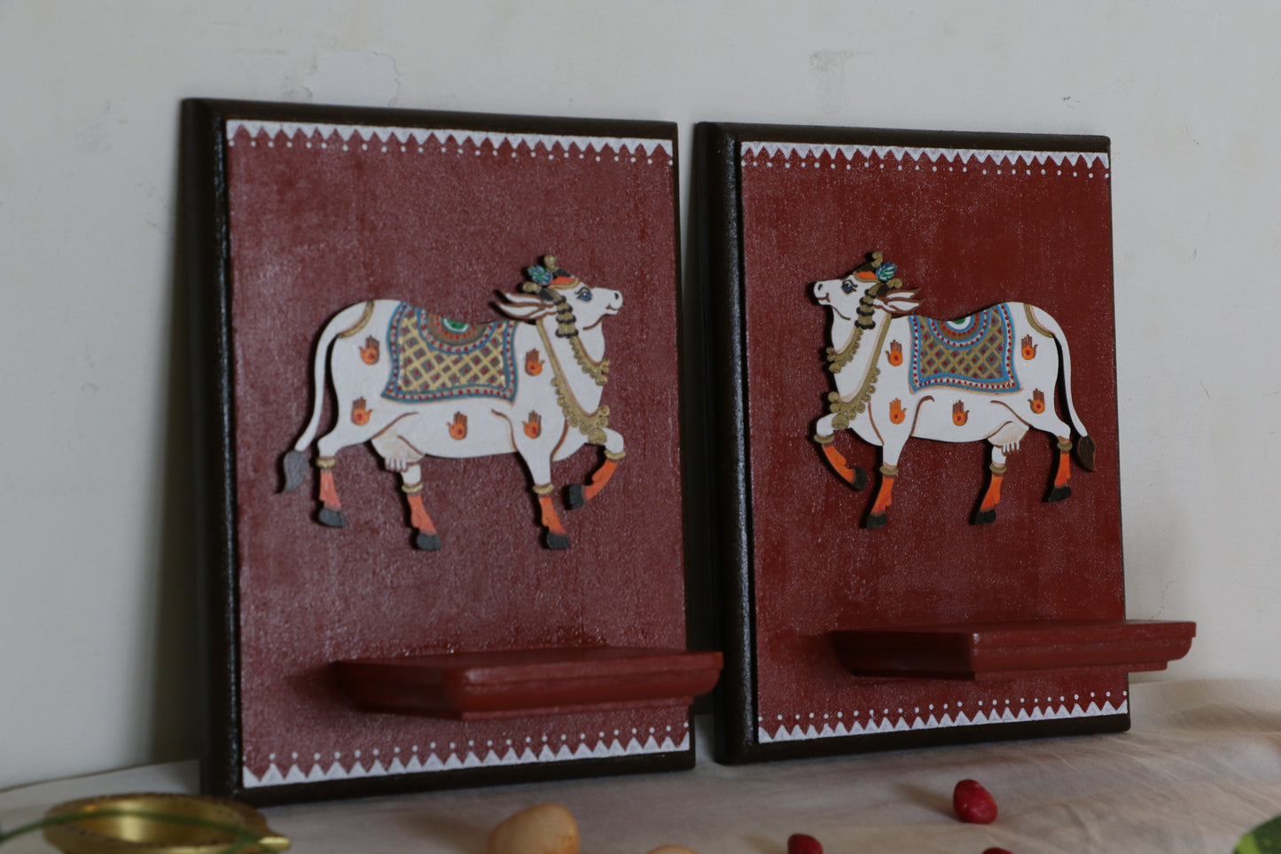 Pichwai Cow - Terracota Red Aura - Set Of 2