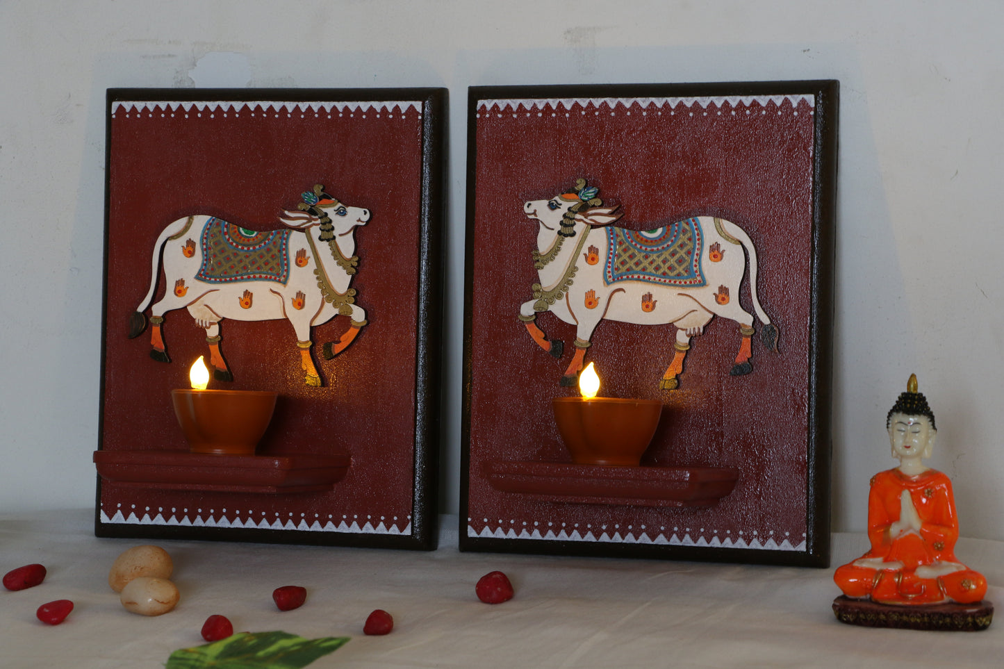 Pichwai Cow - Terracota Red Aura - Set Of 2