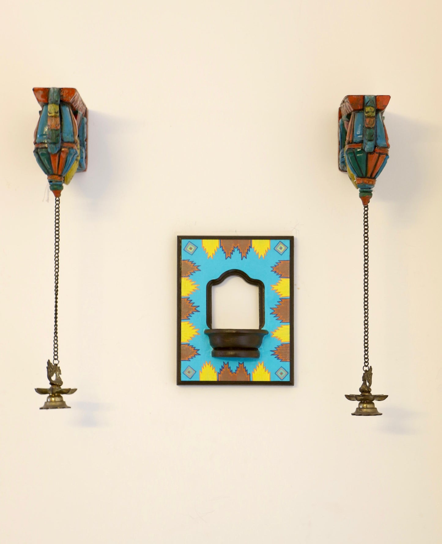Temple Border - Teal & Brown Harmony - Set Of 2