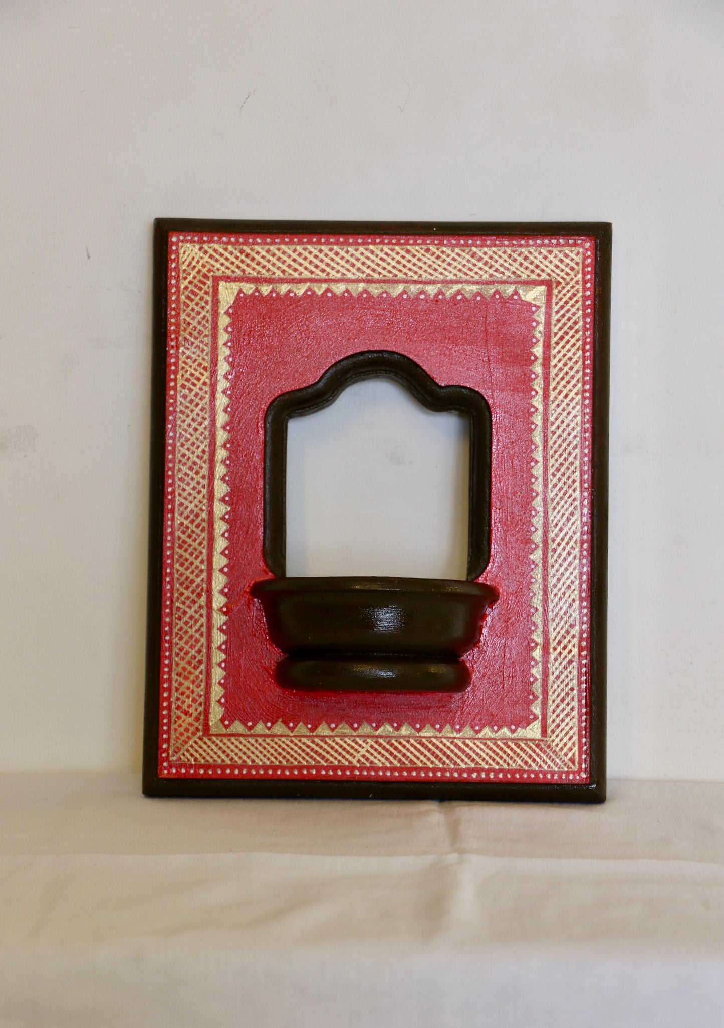 Golden Grids On Tomato Red - Charm - Set Of 2