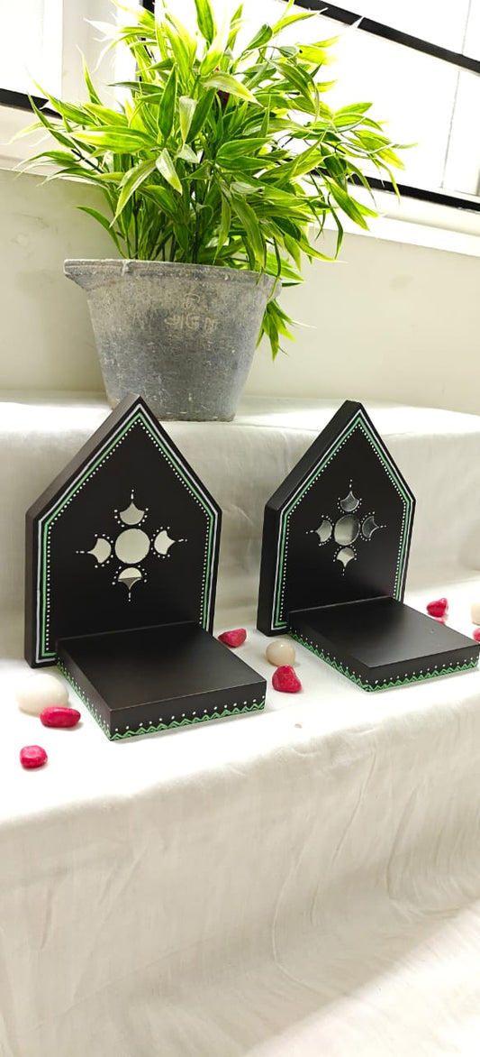 Kutty Maadam - Dark Brown - Sacred Diyas(Light Green) - Set Of 2