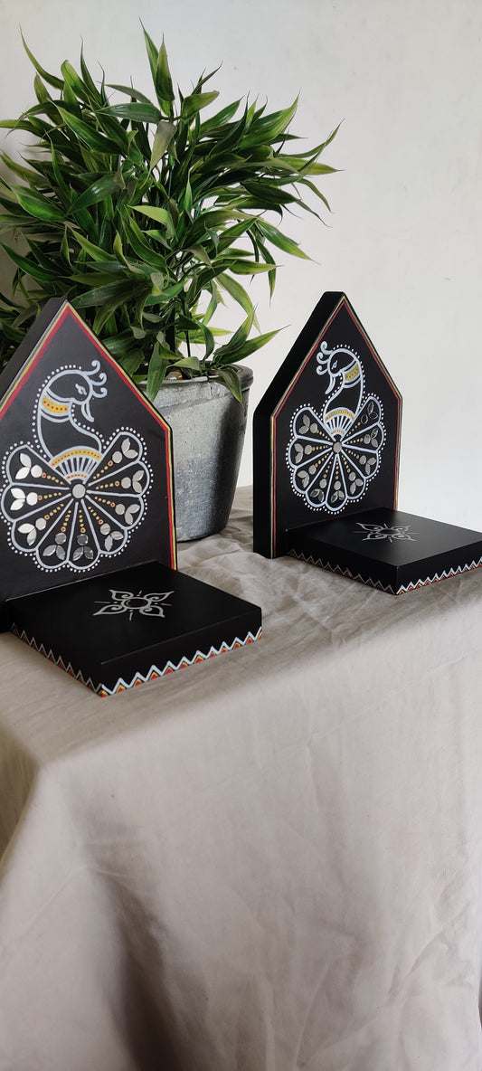 Kutty Maadam - Dark Brown - Graceful Peacocks - Set Of 2