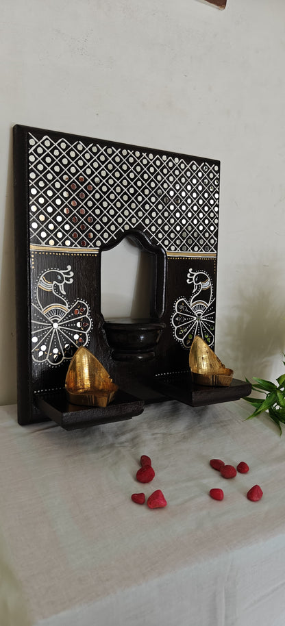 Lippan Art Style Maadam - Mystic Mayils – A Temple at Home - Dark Brown - Single Piece