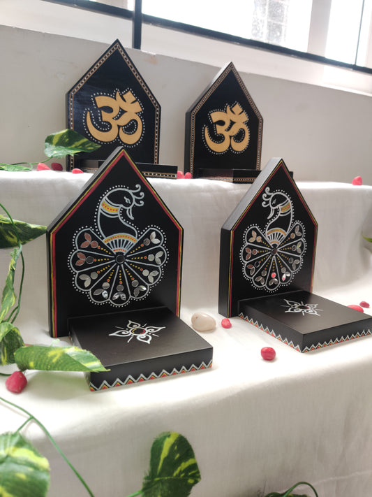 Kutty Maadams - Dark Brown - Om & Peacock - Combo 1 - Set Of 4