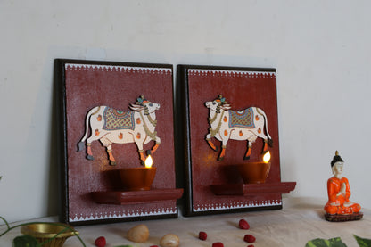 Pichwai Cow - Terracota Red Aura - Set Of 2