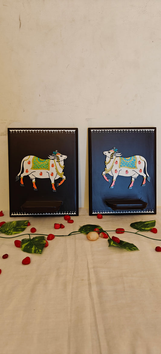 Pichwai Cow - Dark Brown - Set Of 2
