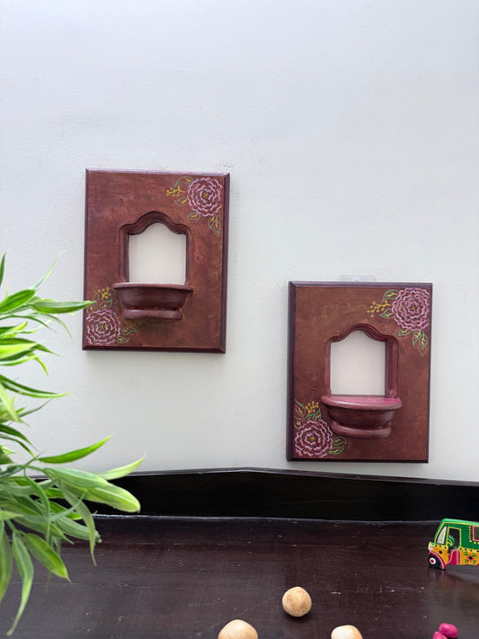 Floral Motifs - Golden Maroon Appeal - Set Of 2