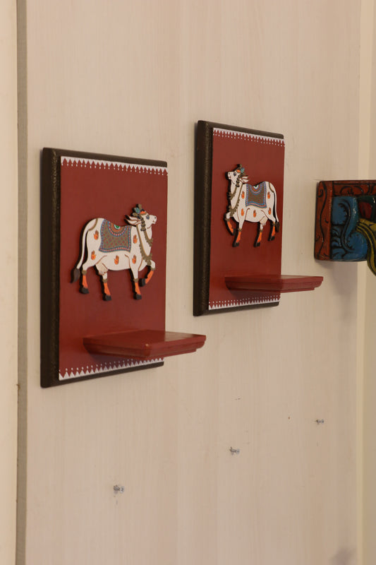 Pichwai Cow - Terracota Red Aura - Set Of 2
