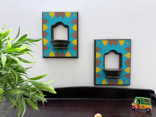 Temple Border - Teal & Brown Harmony - Set Of 2