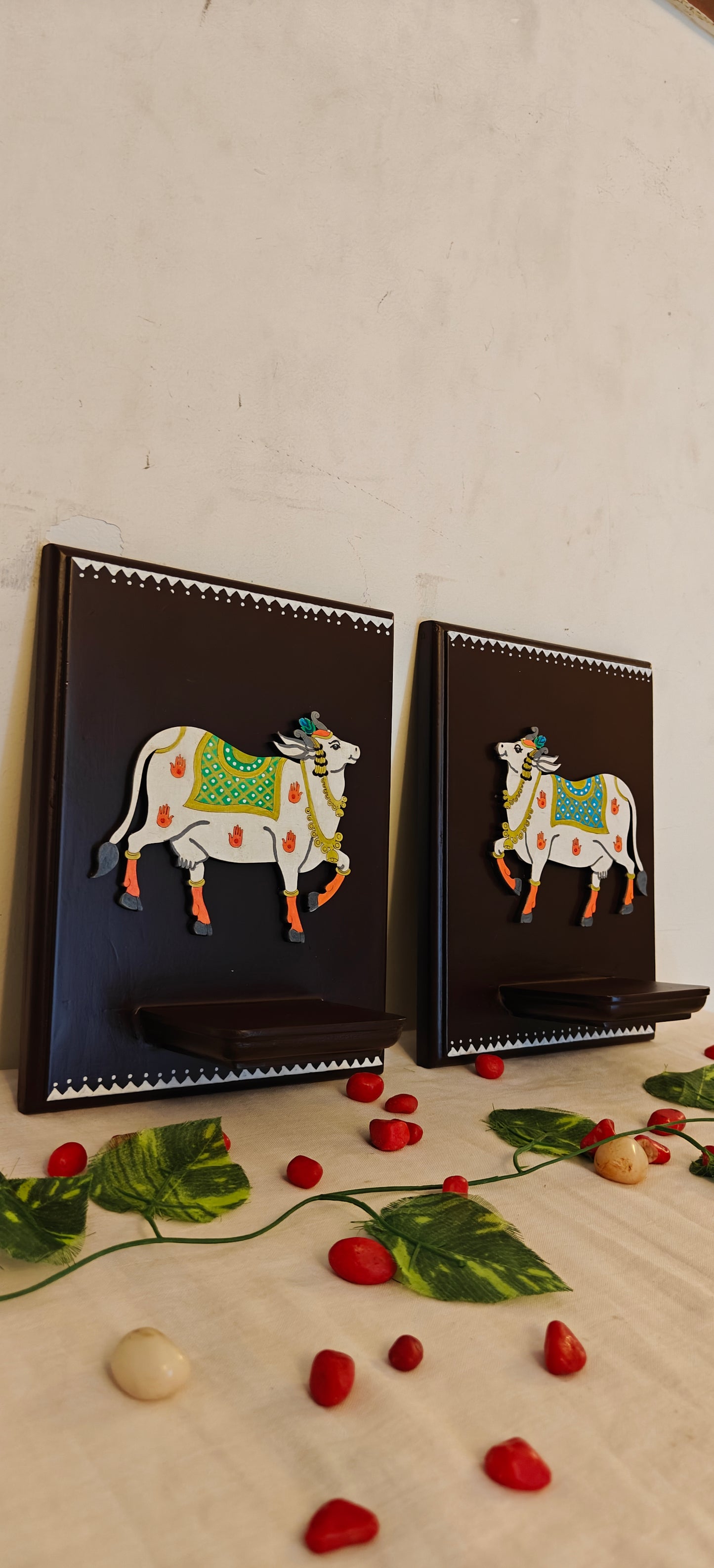 Pichwai Cow - Dark Brown - Set Of 2