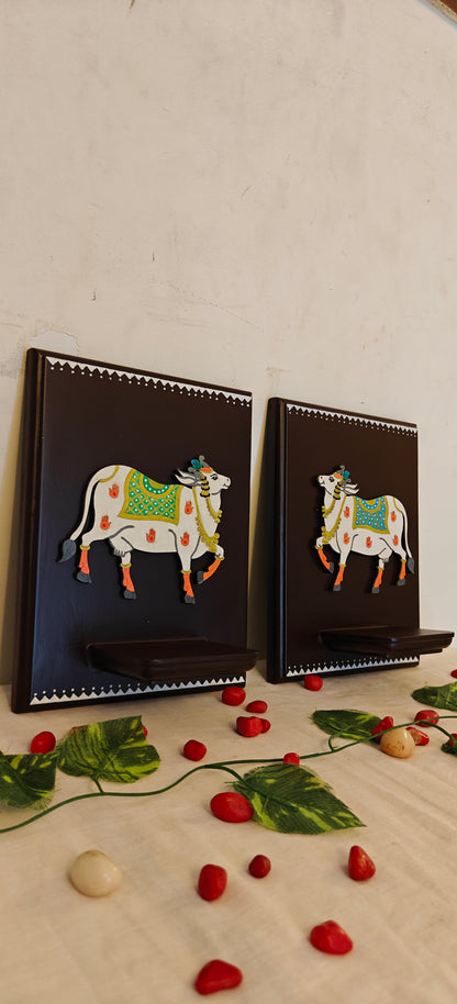 Pichwai Cow - Dark Brown - Set Of 2