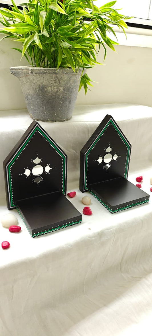 Kutty Maadam - Dark Brown - Sacred Diyas(Dark Green) - Set Of 2