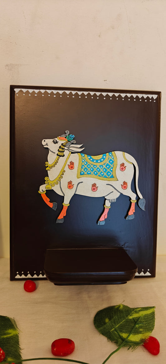 Pichwai Cow(Blue) - Dark Brown - Single Piece