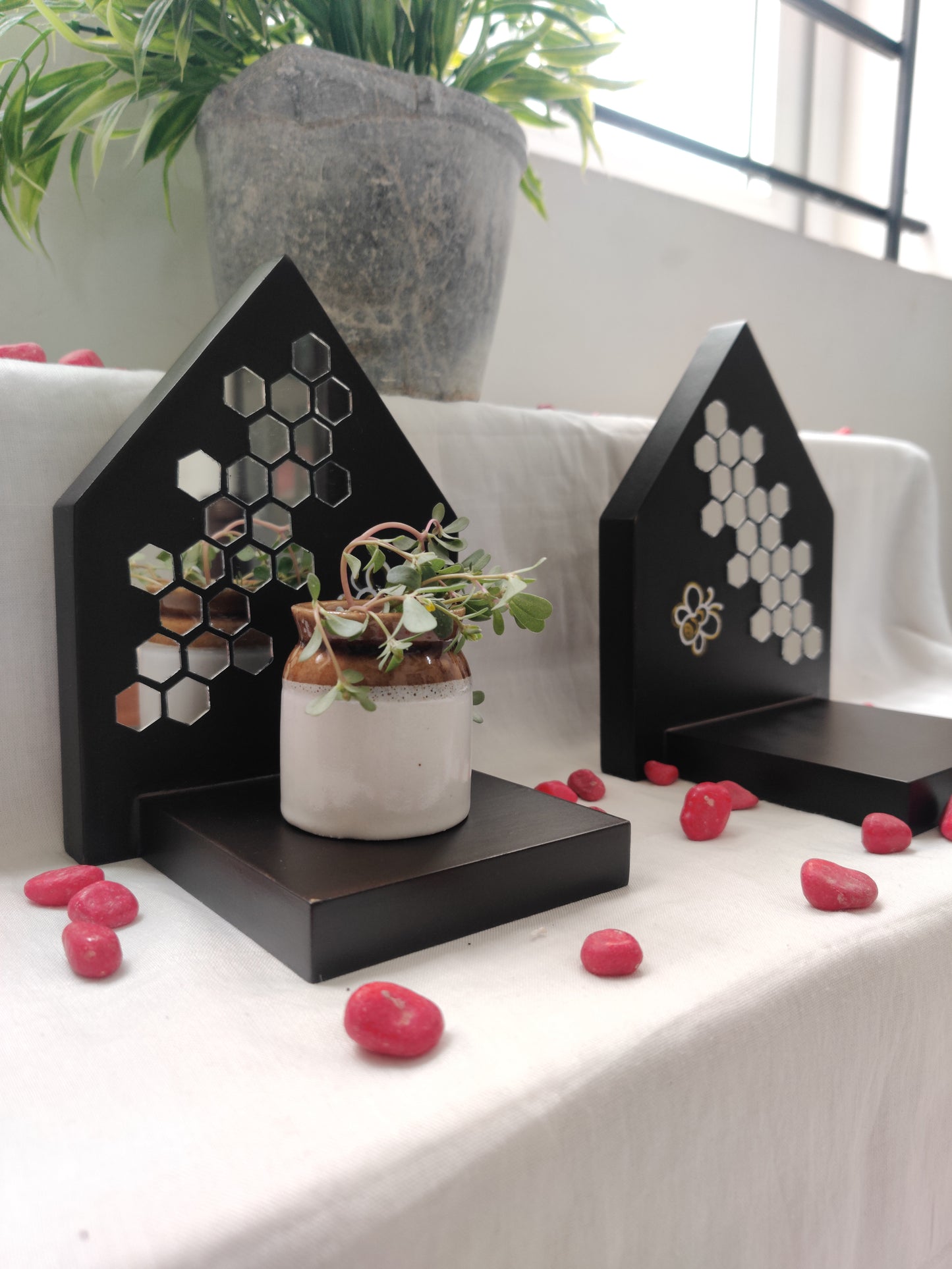 Kutty Maadam - Dark Brown - HoneyComb Design - Set Of 2