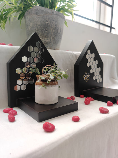 Kutty Maadam - Dark Brown - HoneyComb Design - Set Of 2