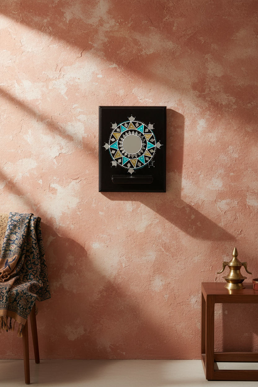 Surya Mandala Lippan Art Maadam - Dark Brown - Single Piece